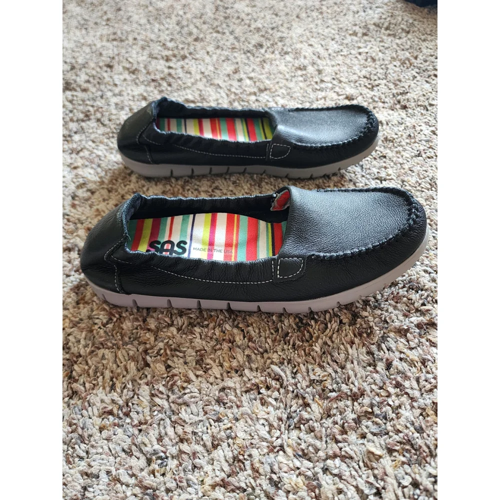 SAS Sunny Womens 5M Black Leather‎ Moccasin Comfort Loafer NWOT